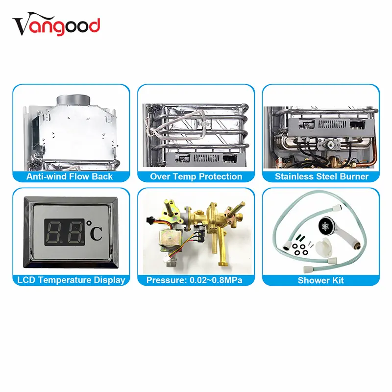 factory low price Gas Multipoint Water Heater -
 LPG Geyser Propane Boiler On Demand Hot Instant Tankless Gas Water Heater – Vangood