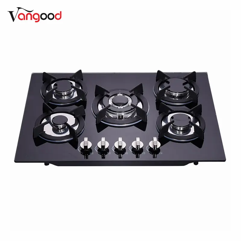 China Manufacturer for Gas On Glass Hob -
 Glass Top 5 Burner Kitchen Built In Countertop Cooking Gas Stove – Vangood