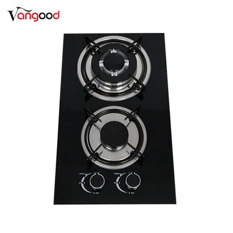 Low price for Three Burner Gas Stove -
 Glass Built-in Double Cooker Burners Cast Iron Domino Gas Hob – Vangood
