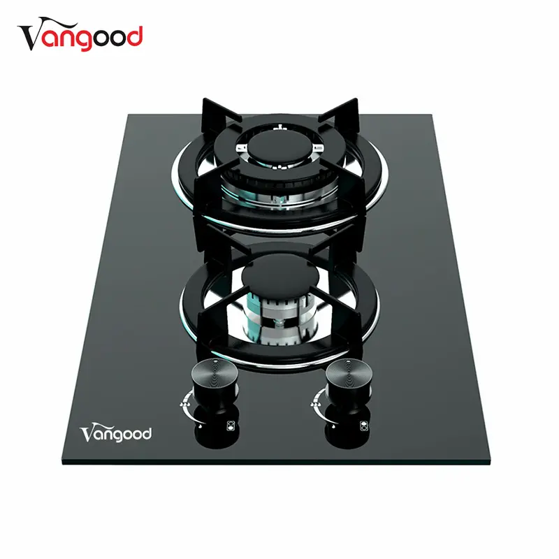 Low price for Three Burner Gas Stove -
 Glass Built-in Double Cooker Burners Cast Iron Domino Gas Hob – Vangood