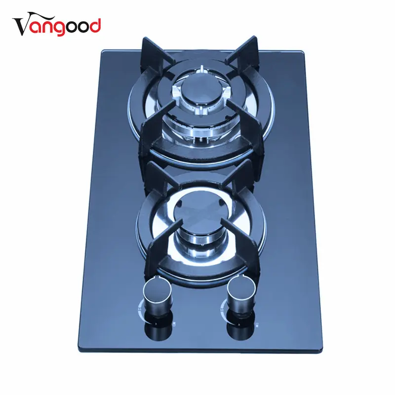 Low price for Three Burner Gas Stove -
 Glass Built-in Double Cooker Burners Cast Iron Domino Gas Hob – Vangood