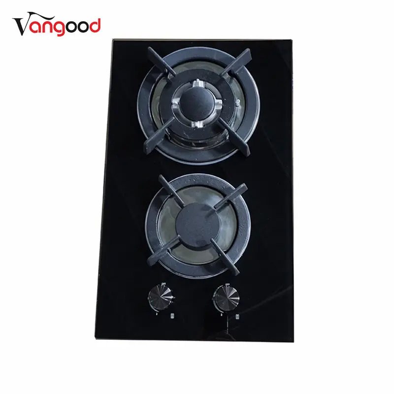 Low price for Three Burner Gas Stove -
 Glass Built-in Double Cooker Burners Cast Iron Domino Gas Hob – Vangood