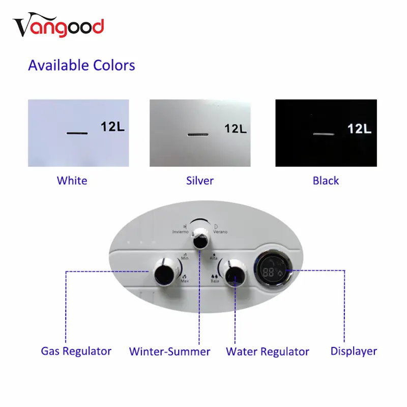Professional Design Most Efficient Water Heater -
 12L Tankless LPG Instant Boiler Bathroom Home 24kw Gas Water Heaters – Vangood
