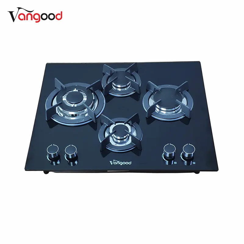 Glass Top Automatic Butane Kitchen Cooktop 4 Burner Gas Stove