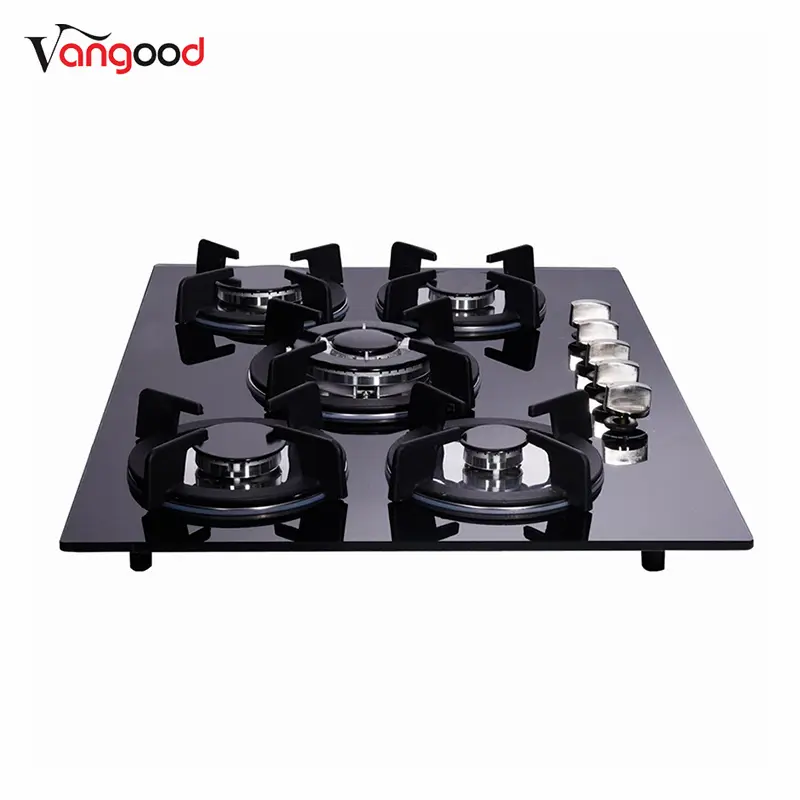 Low price for Three Burner Gas Stove -
 Glass Top 5 Burner Kitchen Built In Countertop Cooking Gas Stove – Vangood
